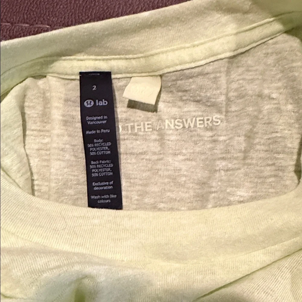 Lululemon Lab Bright Yellow Women’s Short Sleeve Crop Top Size 2
